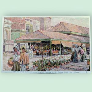 New Orleans Louisiana Famous Old French Market Vintage Souvenir Postcard Print